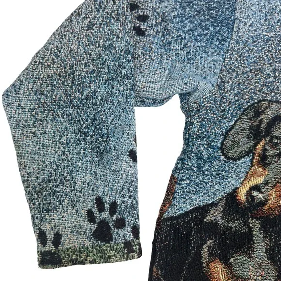 Vintage Cardigan Dachshund Weiner Dog Sweater Sugar Street Weavers Button Medium - Picture 3 of 12